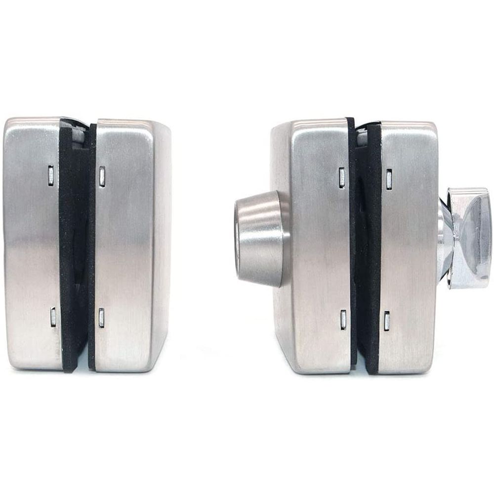 Hotel Anti-Theft Security 304 Stainless Steel 10-12mm Glass Lock 4 Bolts Both Sides Open Double Glass Door Lock