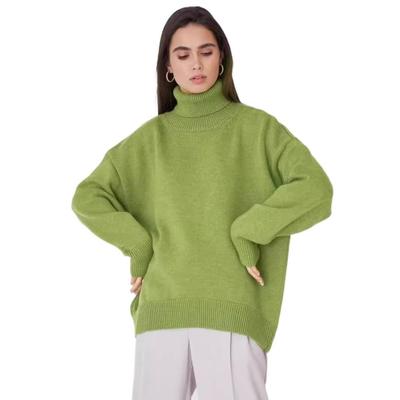 Женский новый свитер-хит продаж, свободный свитер с полувысоким воротником, осенне-зимний однотонный свитер