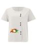 Women's Fashion Colorful Print Casual Cotton Linen Short Sleeve Round Neck T-shirt Shirt Leisure Loose Summer Blouse Tops