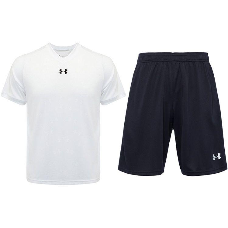 Under Armour Футболка с коротким рукавом и принтом логотипа, дышащая, тренировочные шорты для баскетбола, повседневный спортивный комплект, мужские комплекты 21500531-100+21500201-001