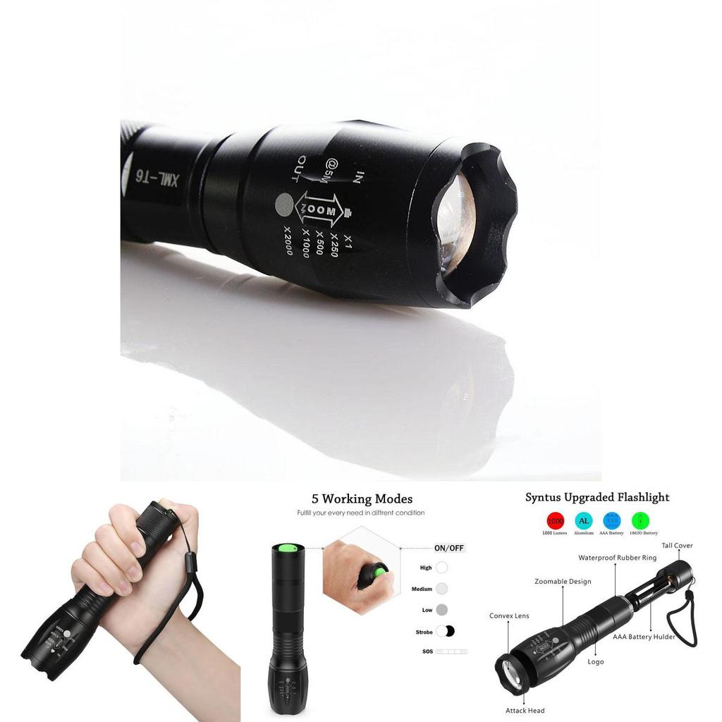 Ultra Bright 1000 Lumens Tactical Military Led Flashlight With Zoom Function
