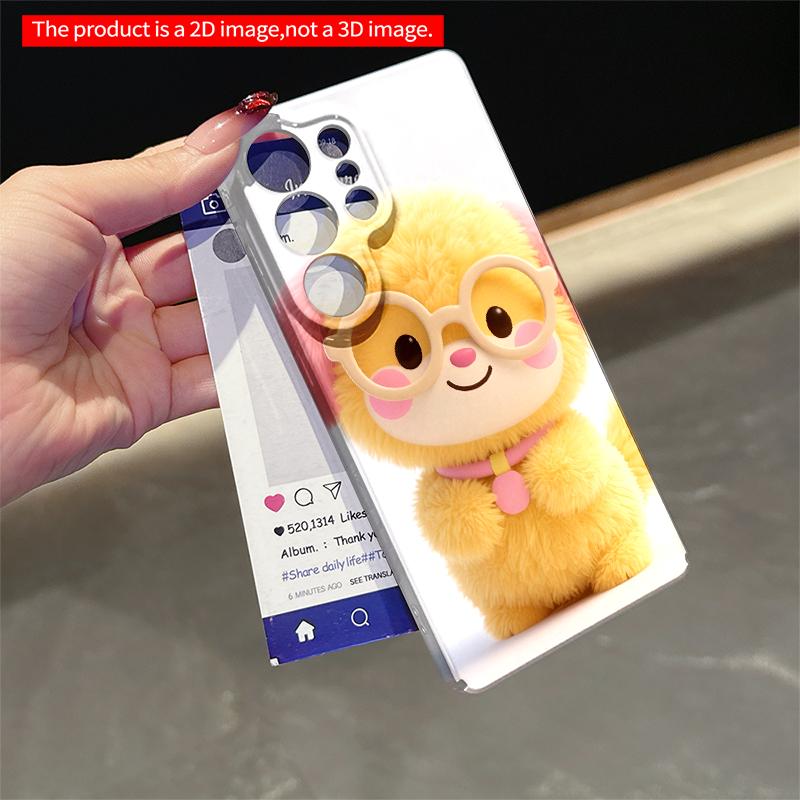 2DFlat Samsung phone case Cute Yellow Puppy with Glasses Phone Case Applicable to Galaxy S22 S23 S24 S25ULTRA S26 A12 A13 A14 A15 A16