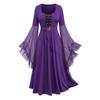 Women’s Cool Solid Gothic Lace Insert Butterfly Sleeve Dress