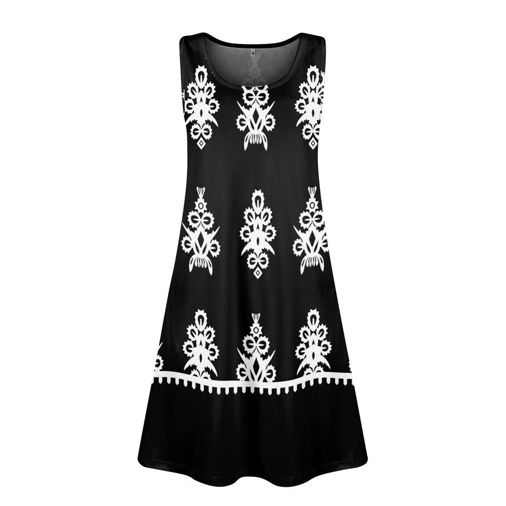 Women's Summer Casual U-shaped Tie Pocket Popular Floral Print Dress