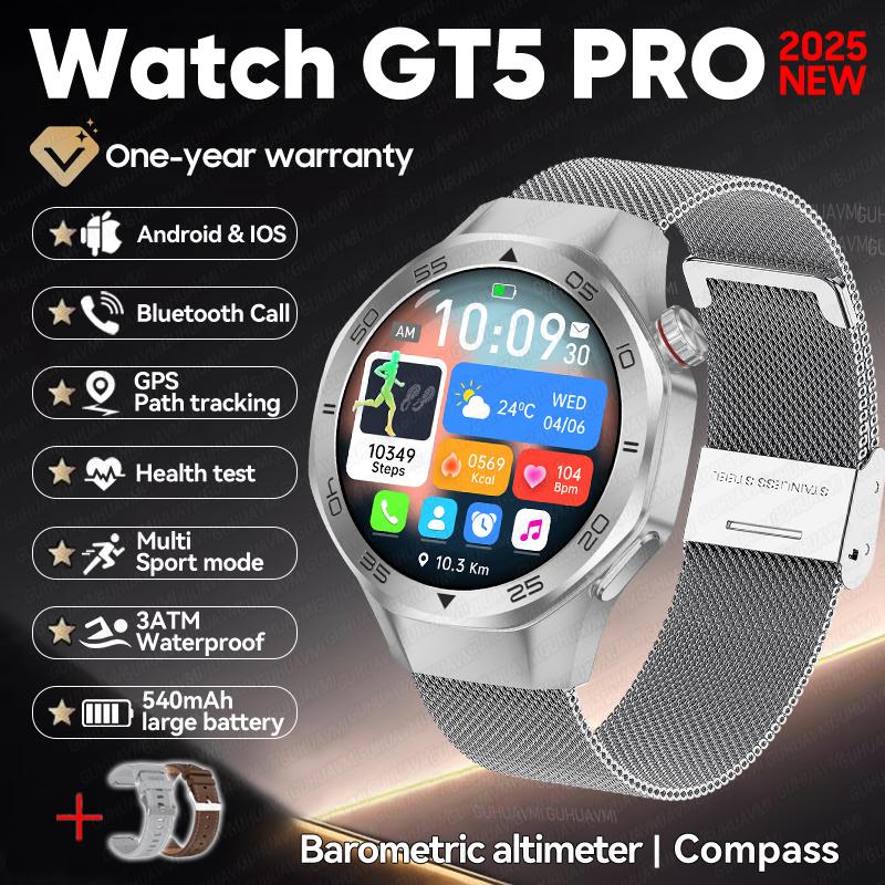 Новые Уличные Спортивные Умные Часы DT5 с GPS-позиционированием, Компас, Водонепроницаемость 3ATM, HD AMOLED Экран, Bluetooth-звонки, Умные Часы для Мужчин