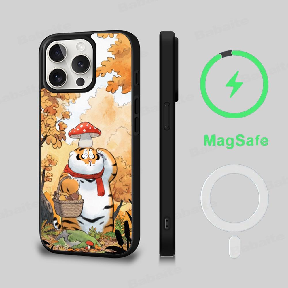 Funny Fat Tiger Phone Case Magnetic Case For IPhone 16 14 13 12 11 15 Pro Max Plus For Magsafe Wireless Charge Cover