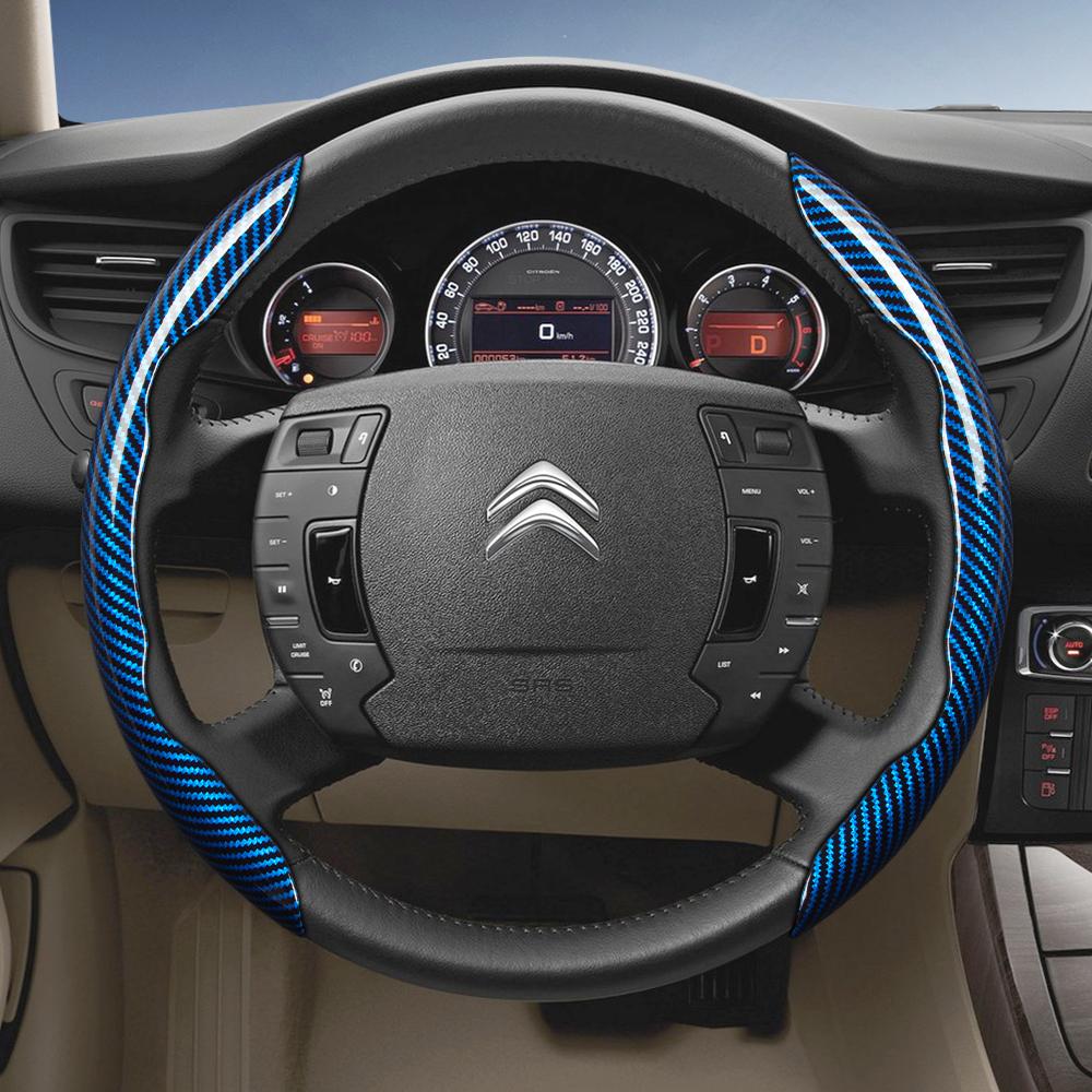 Подходит для Citroen Рулевое колесо с текстурой под карбон, Сегментированный дизайн с быстрой фиксацией, Прочные черные аксессуары для моделей, таких как C3, C