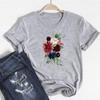 (Asian Size)Short Sleeve Watercolor Flower Trend 90s Trend Women Print Lady Tee Top Fashion T Shirt Clothing Casual  Female Graphic T-shirt