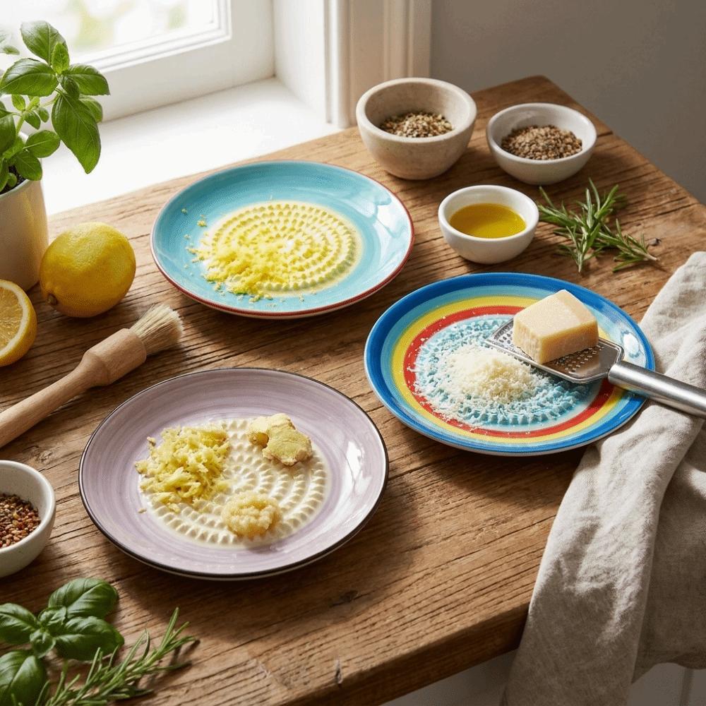Non-Slip Ceramic Ginger Grater Round Plate Vegetable Grating Plate Fruit Puree