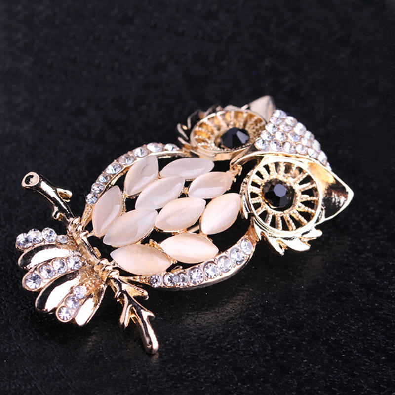 Big Owl Brooches Bouquet Vintage Wedding Hijab Scarf Pin Up Buckle Broches