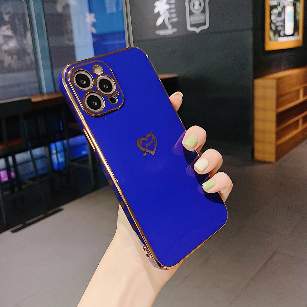 Конфетный цвет 6D гальваническое боковое сердце для iPhone17ProMax Apple 16 мелкодырчатый силиконовый 15 чехол для мобильного телефона