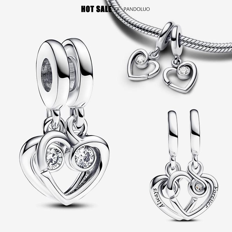 Новинка Медный Кулон Любви Красный Розовый Синий Подходит для Оригинальных DIY Браслетов Pandach Шарм Бусины Вечеринка Мода Подарки на День Рождения Ювелирные Изделия