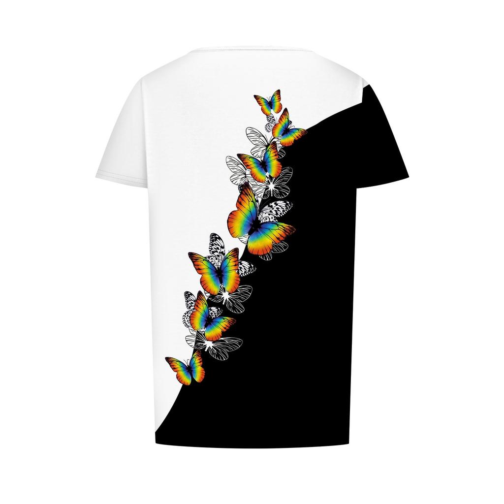 Женская модная повседневная плиссированная футболка с короткими рукавами и круглым вырезом с принтом