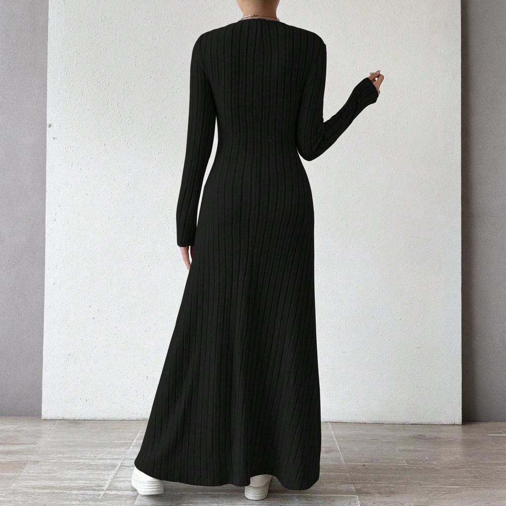 Женское платье с длинным рукавом, осеннее повседневное, футболка, свободного кроя, с плиссировкой спереди, платья с карманами