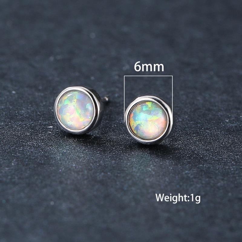 Hot push platinum blue round stud earrings, simple and shining personality trend niche versatile luxury earrings