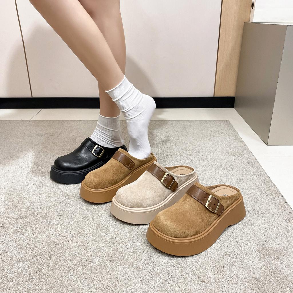 Повседневные тапочки Birkenstocks на толстой подошве с одной педалью, женская верхняя одежда, весна и лето, новые ретро-универсальные полутапочки с сумкой на голову