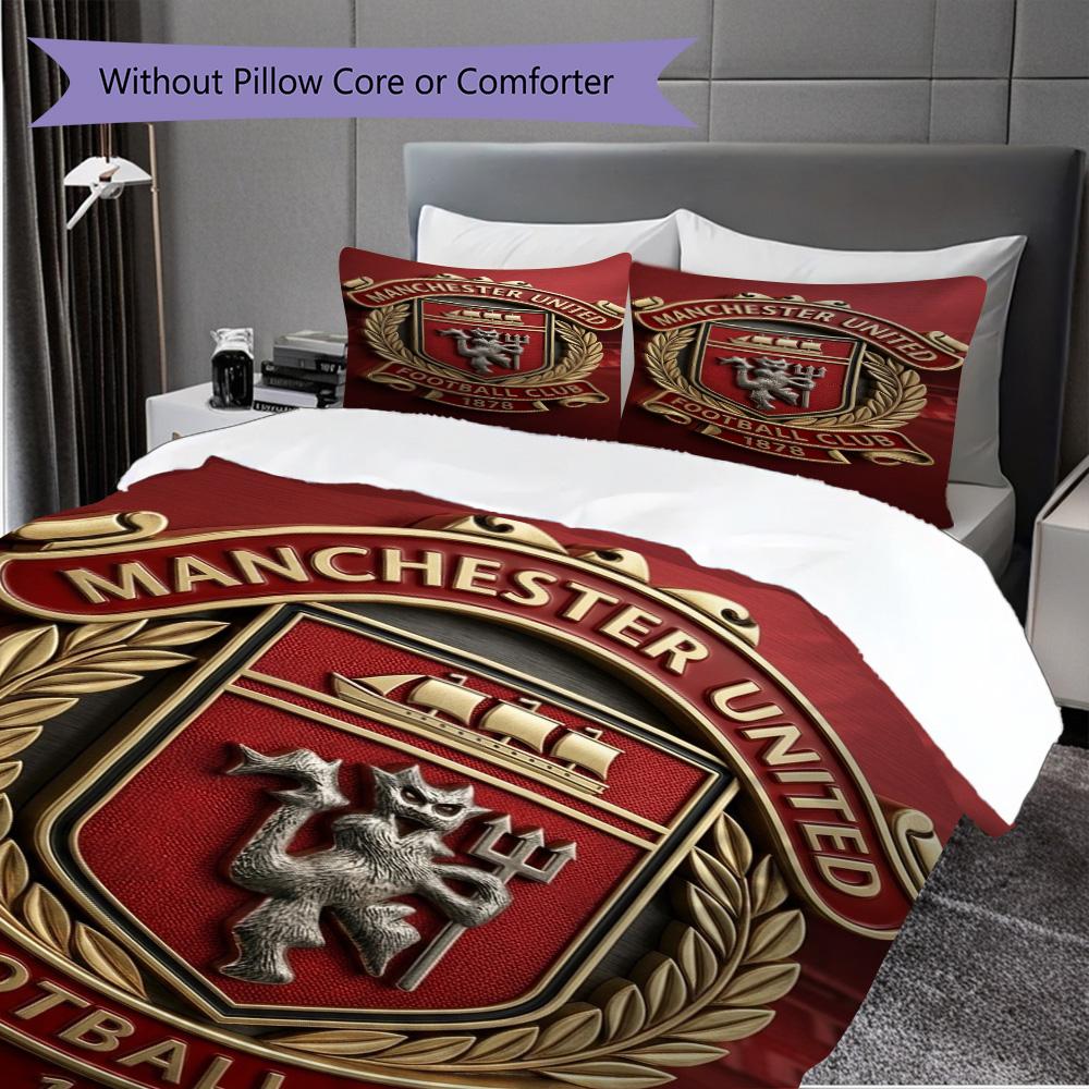 Manchester Glory Bedding (1 * duvet cover + 2 * pillowcase, without core) 2D Flat Soft and comfortable Christmas birthday gift