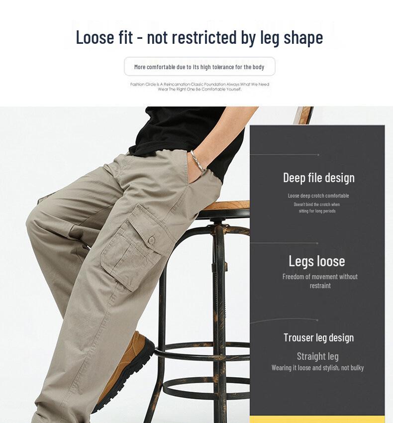 Весенне-осенние брюки карго свободного кроя для мужчин среднего возраста