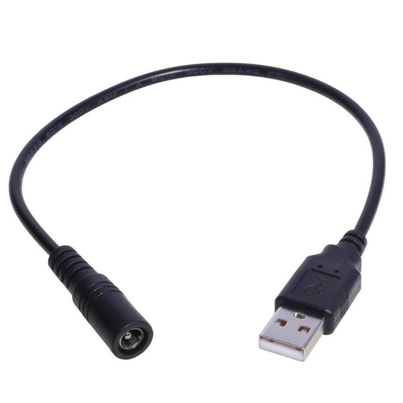 Кабель-шнур питания USB на DC5V, USB-штекер на DC5V 5.5x2.1mm, Разъем-бочонок, Зарядный провод