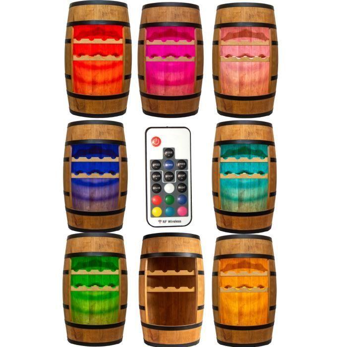 Креативная деревянная полка-бочка для вина LED Хранение бутылок Алкоголь Винная полка Мебель Мини-бар Садовый бар 80см Дуб