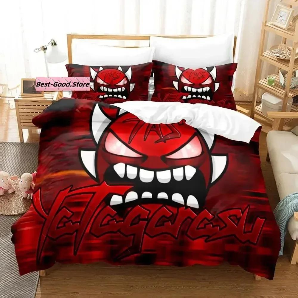 Комплект постельного белья Angry Geometry Dash Single Twin Full Queen King Size Комплект постельного белья Aldult Kid Bedroom Duvetcover Sets 3D Print Kawaii