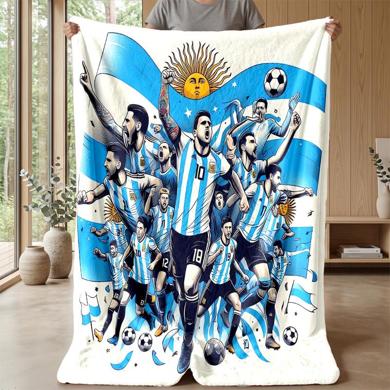 Argentina national football team Theme blanket Soft Flannel Blanket Plush Throw Blanket Cozy Sofa Bed Blanket for Home Decor