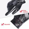 Men Winter PU Leather Black Gloves Button Warm Mittens Outdoor Sports Driving Skiing Men's Windproof Gloves Winter Supplies
