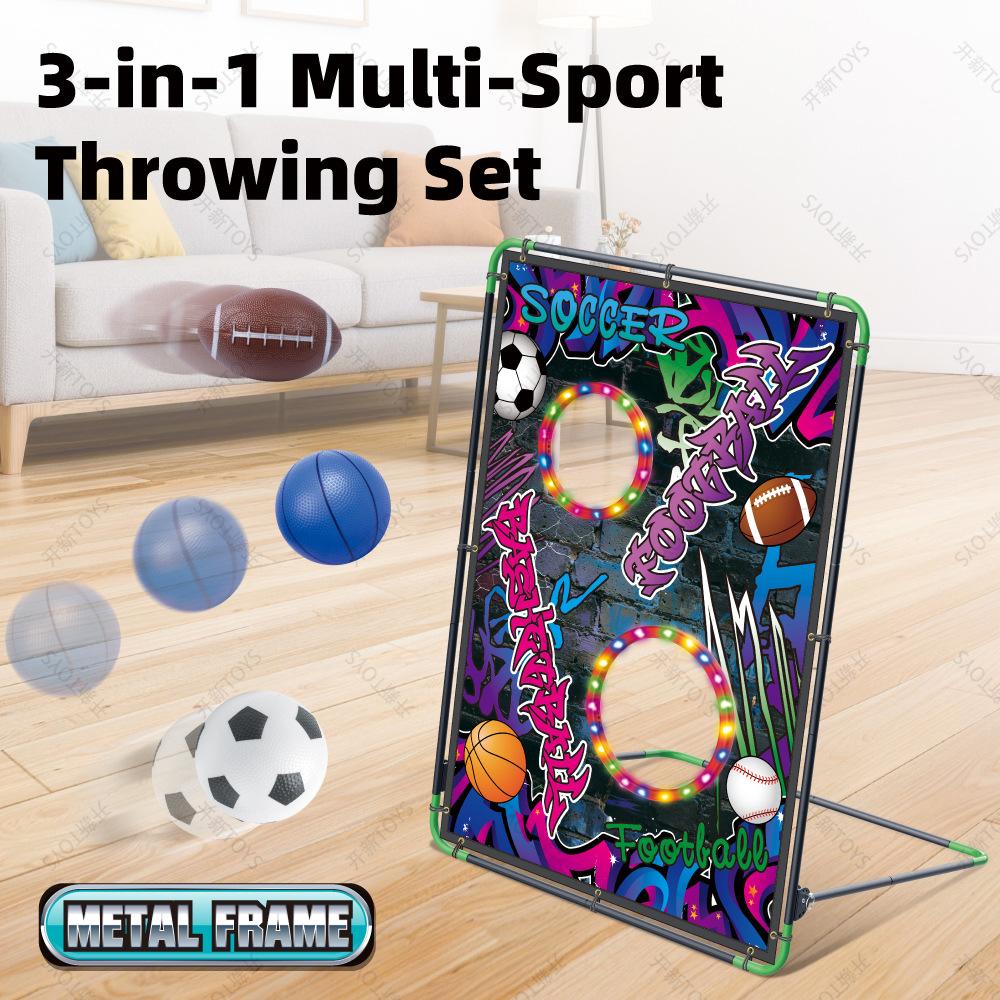 Light Up Football & Rugby Throwing Target with Steel Frame - Kids Outdoor Sensory Training Sports Toy