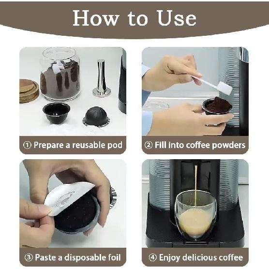 5Pcs Refillable Coffee Capsule Vertuo Pods, 230ml Reusable Refill Vertuoline Pod Coffee Capsule Filter Cup for Nespresso Vertuoline Machine