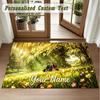 Crystal Velvet Square Rug Custom NameDemon Slayer Pattern Non Slip Home Floor Decor Rug