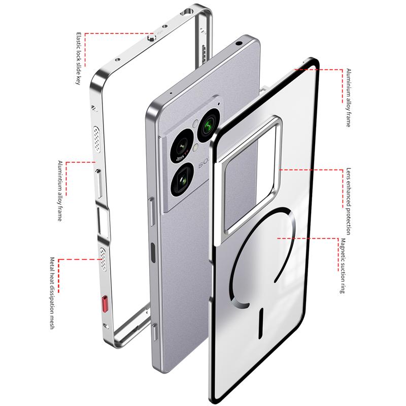 Магнитный чехол для Sony Xperia 1 VIII Чехол для MagSafe Алюминиевый сплав Металлическая рамка Матовая Прозрачная акриловая крышка