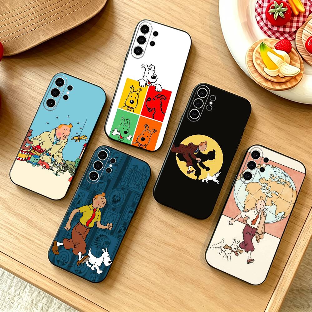 Собака Приключения Тинтина Чехол для телефона Samsung S25, S24, S21, S22, S23, S30, Ultra, S20, Plus, Fe, Note, 10, 9, 5G Черный Чехол