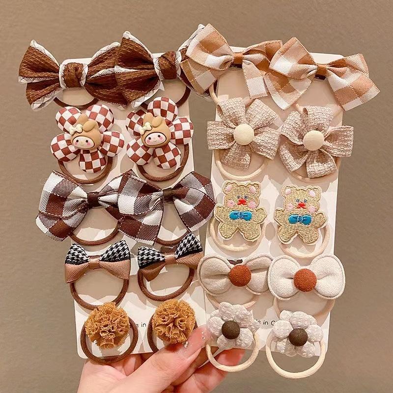 10 шт./5 пар, детская повязка для волос для девочек, резинка для волос, милый мультяшный эластичный бант, детский аксессуар для волос, весна-осень, детская повязка принцессы