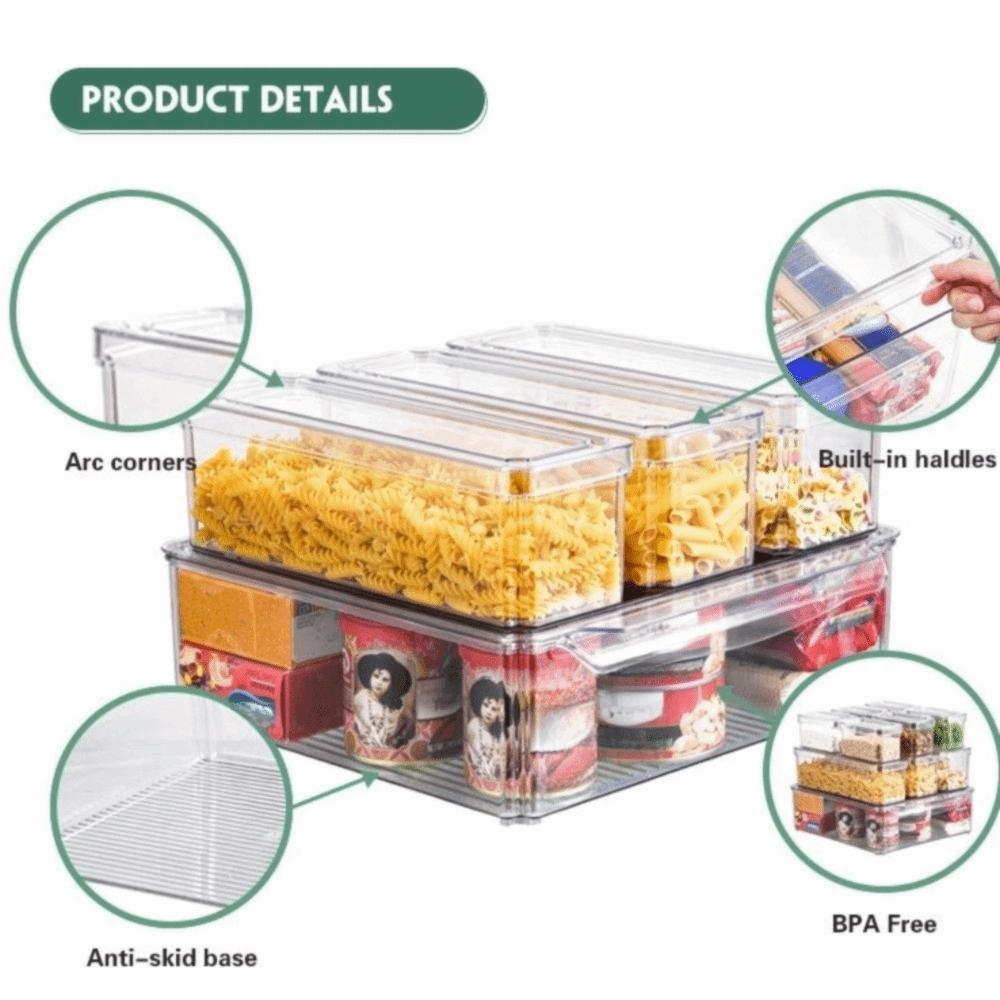 with Lids Fridge Organizer Box Transparent Kitchen Storage Box Fridge Drawer Organizer  Office
