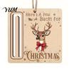 Elk Pattern Xmas Tree Pendants Rustic Santa Reindeer Money Holder Ornament, Wooden Cash Gift Card Creative Ornaments Clip with Slot, Christmas Hanging