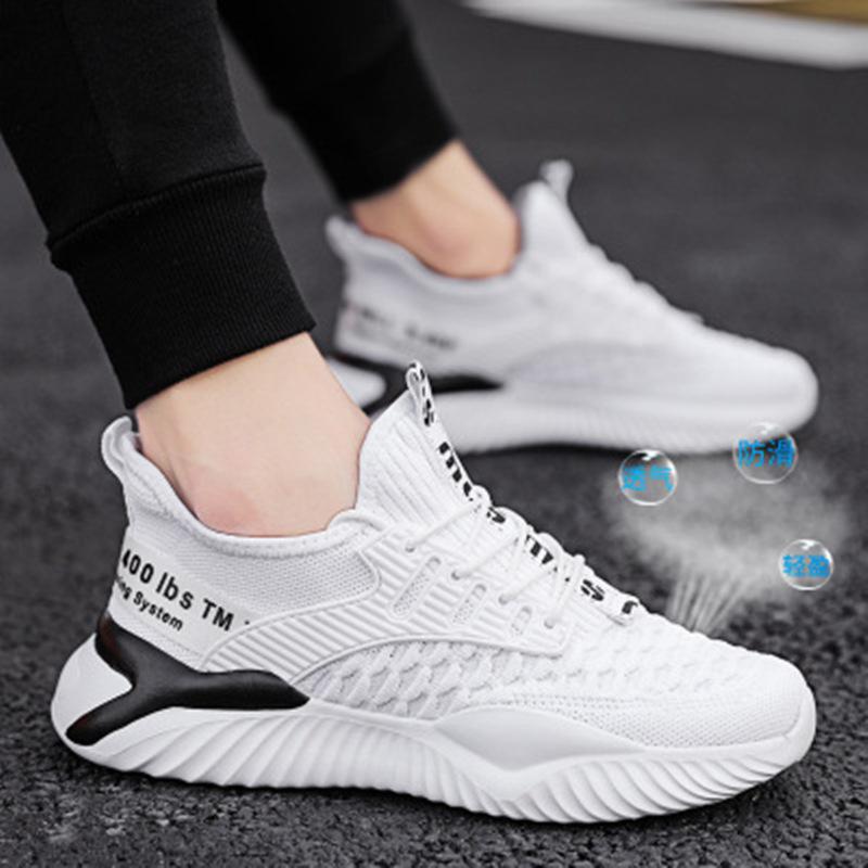 New Fashion Soft-soled Casual Shoes Korean Version of Trendy Student Sports Shoes Fly-woven Mesh Breathable Men's Shoes