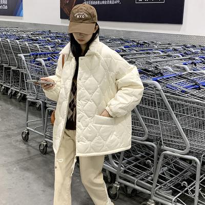 Осенне-зимняя корейская версия ромбовидного пуховика, повседневная хлопковая куртка, свободная хлопковая куртка, хлопковое пальто