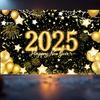 2025 Happy New Year Eve Banner Home Party Background Gold Fireworks Balloon 180*110cm Banner Wall Decoration Background New In