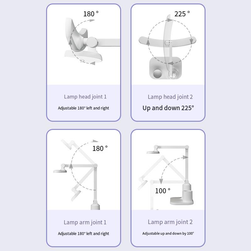 1PC Curved Led Folding Desk Lamp, Special Dormitory for Students To Learn Eye Protection, Children's Bedside Charging, Regular Reading Night Light