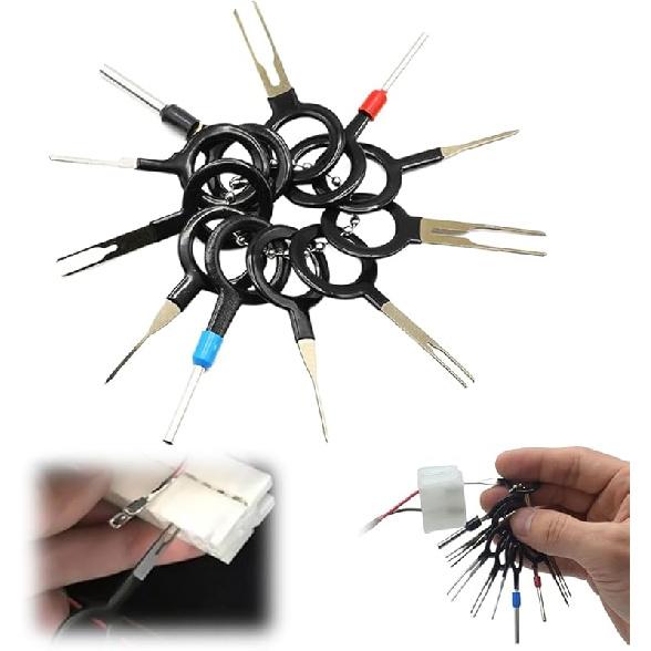 Комплект для выталкивания клемм, 2024 Обновленный автомобильный инструмент для клемм Инструмент для снятия штифтов электрических клемм Проводной штифт, Набор инструментов для снятия клемм