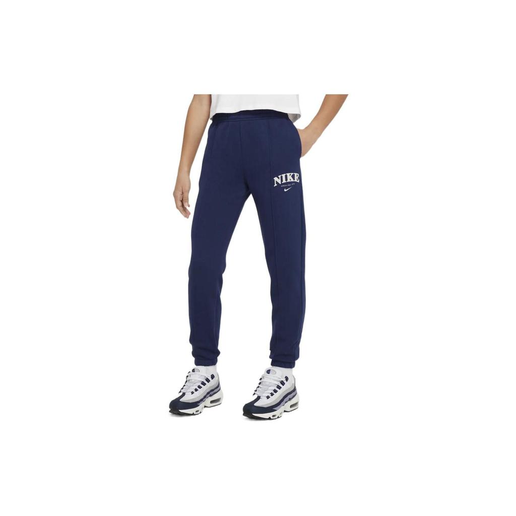 Nike Трикотажные спортивные штаны для детей с однотонным принтом логотипа, детские штаны синего цвета FD0886-410
