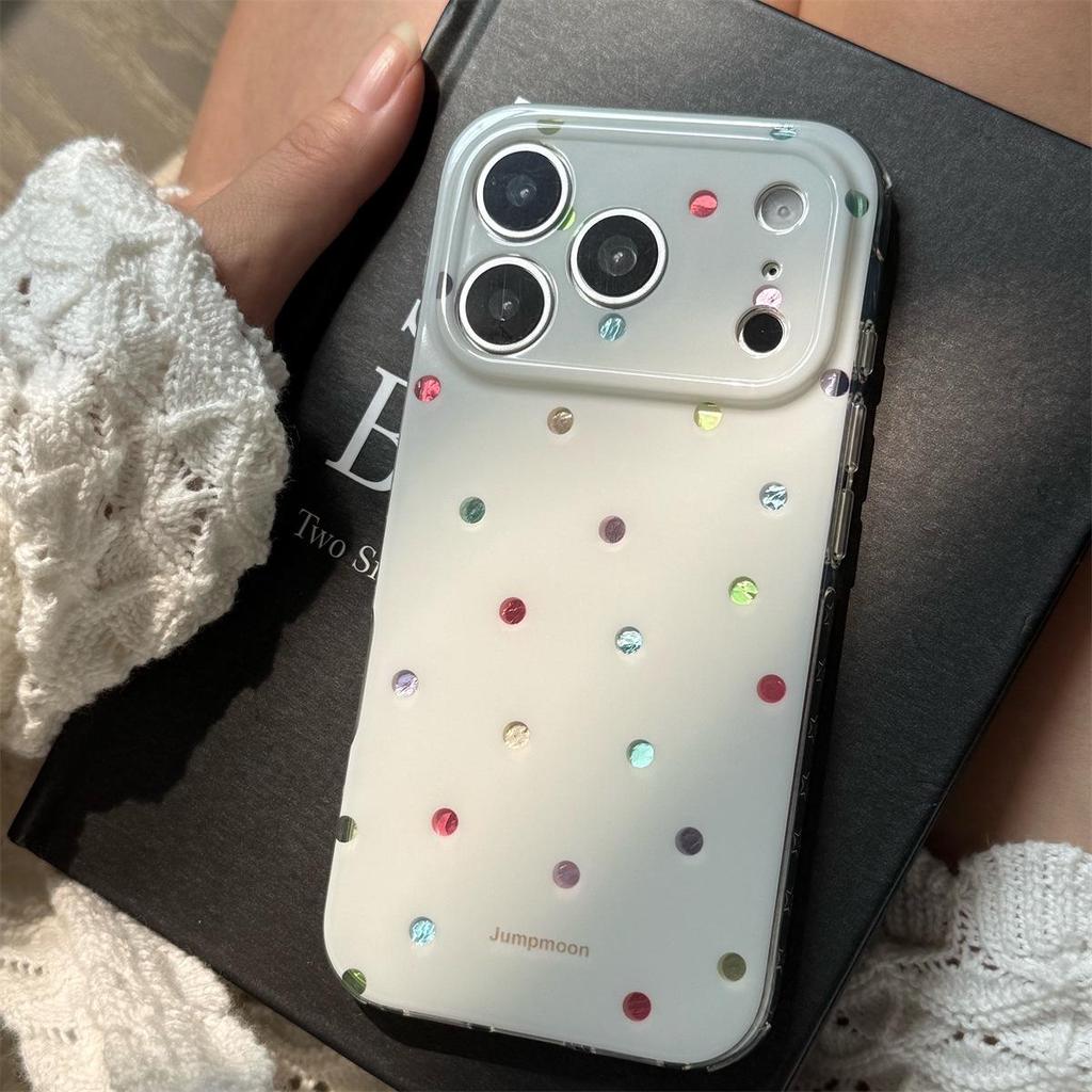 Позолоченный цветной чехол в горошек с защитой от падения для iPhone 15/17/16 PRO MAX