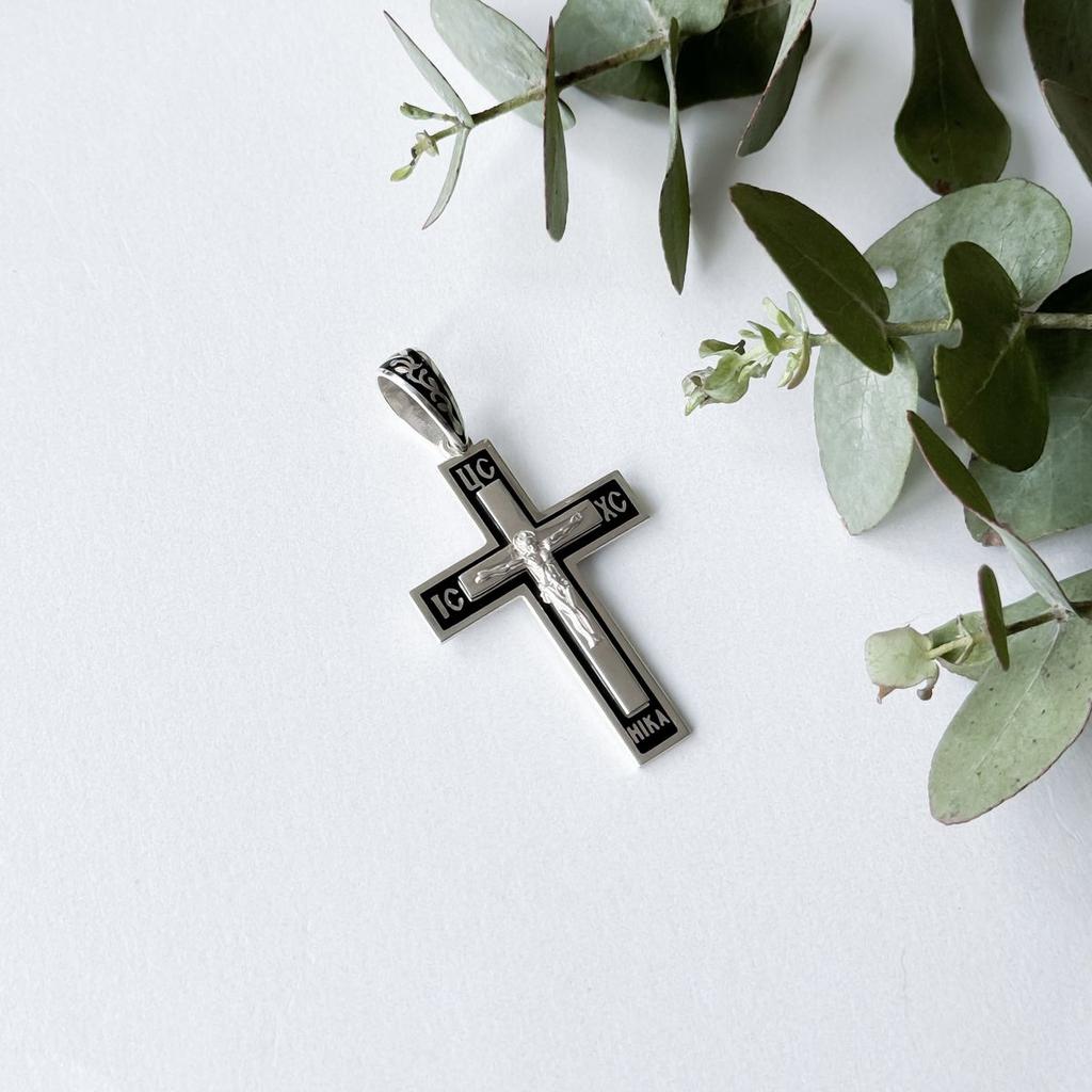 Серебряный крестик с емаллю (2156611)