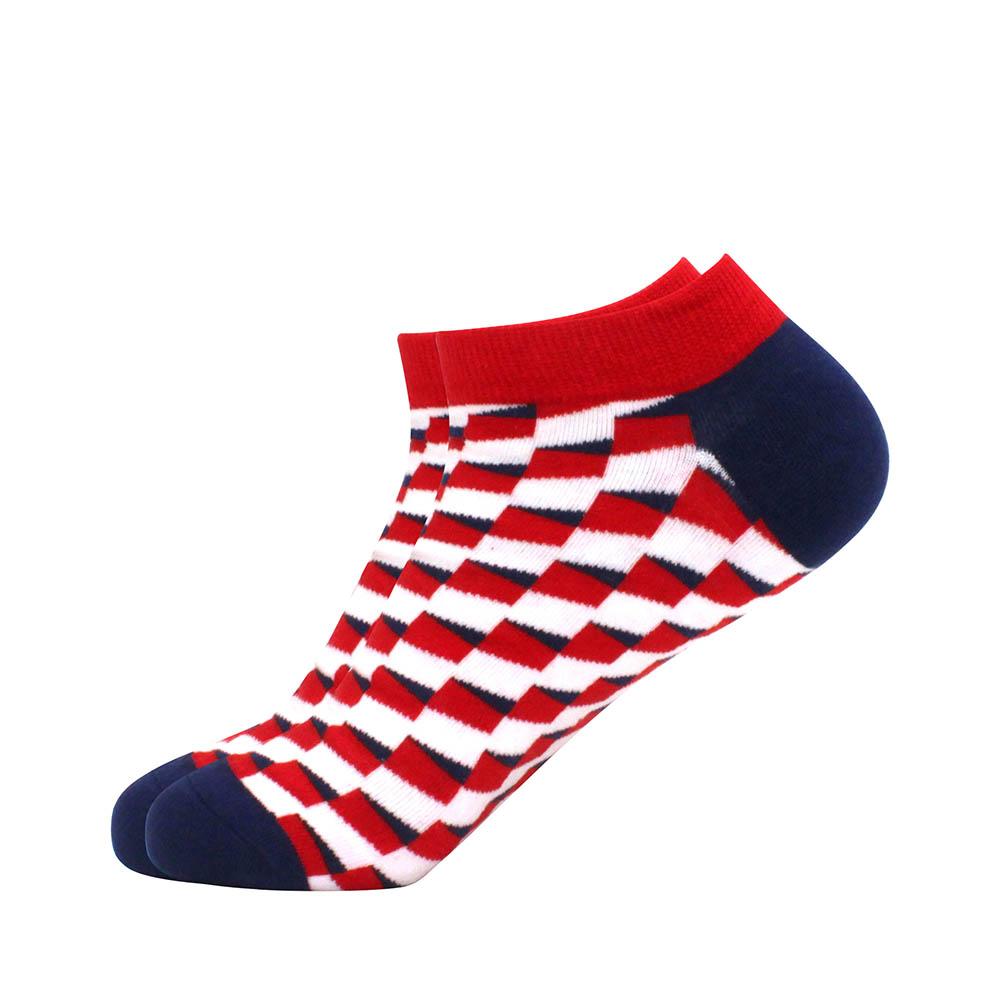 Носки мужские, новейший дизайн, короткие летние носки, качественные деловые, с геометрическим узором, цветные, мужские хлопковые носки