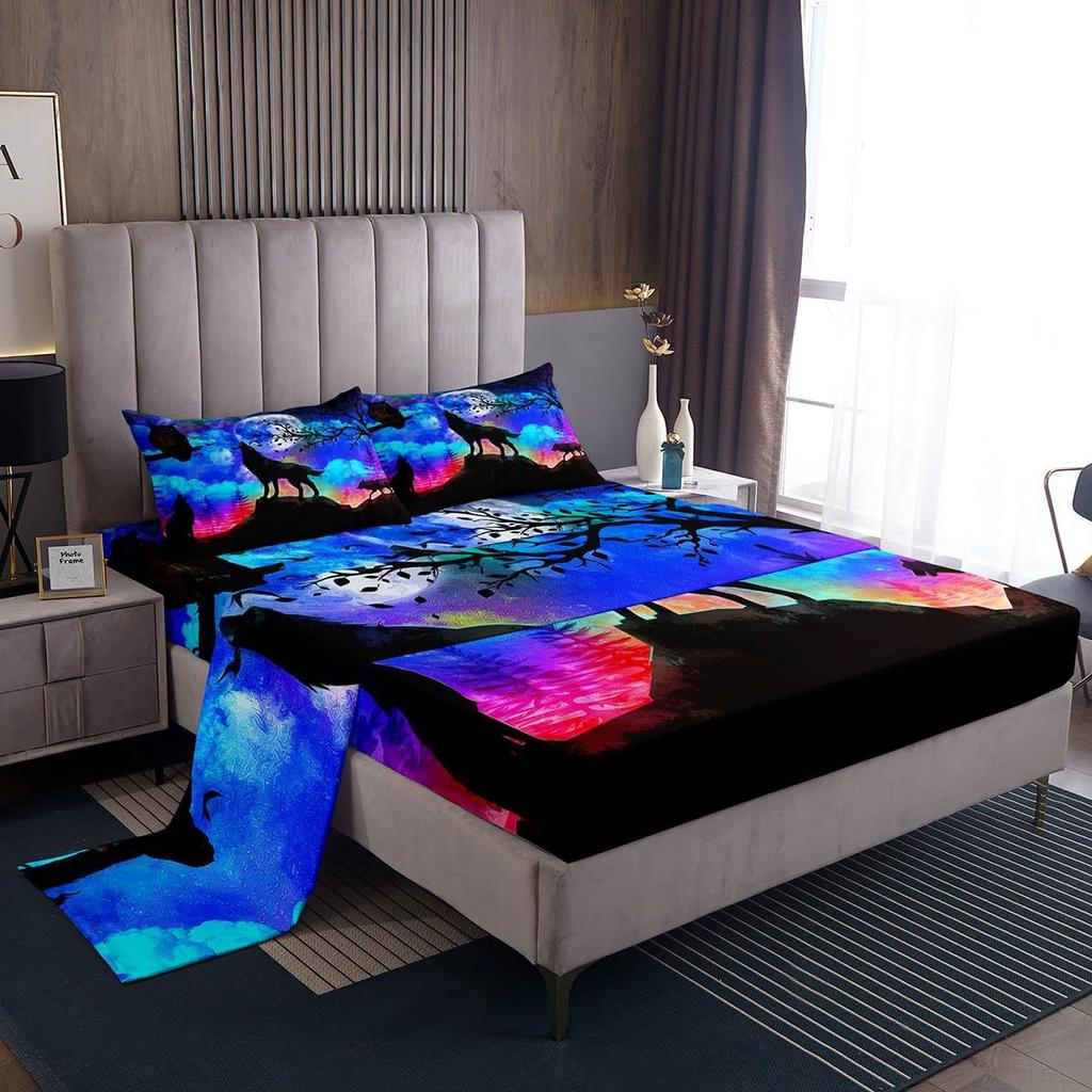 Color tie-dye swirl pattern bed hat four-piece bedding set bedroom dormitory bedding decoration