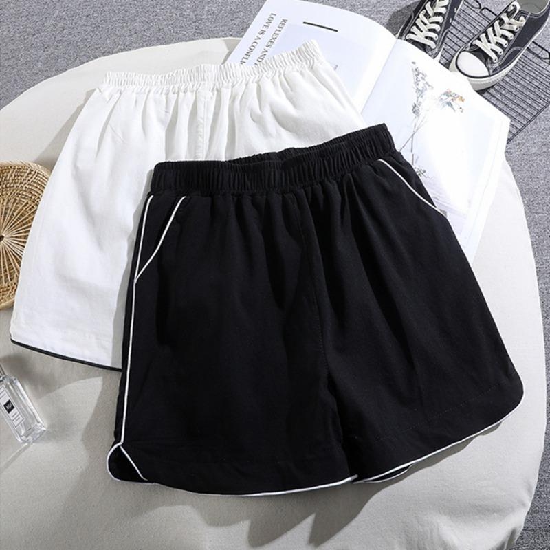 Белые спортивные шорты женские летние новые свободные тонкие брюки трапециевидной формы с высокой талией повседневные шорты тонкие