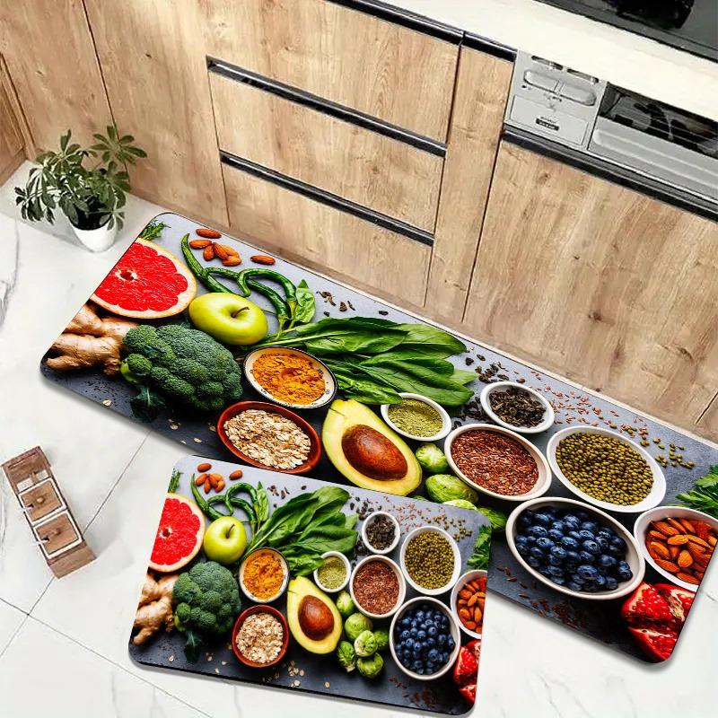 1 шт. Коврики для кухни с овощным узором, Нескользящие придверные коврики, Поп-дизайн, Ковры для гостиной, Коврик для ванной, Ковер для дома, Декор для раковины, Прачечной