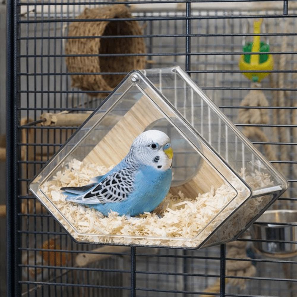 Visible Parakeet Nesting Box Transparent Bird Cage House Practical Wooden Bird's Nest Aviary