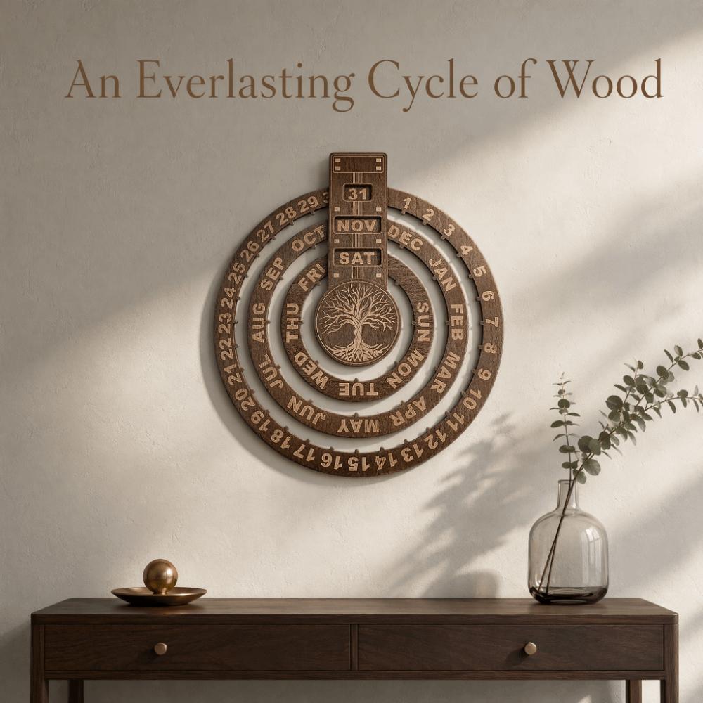 Moon Phase Display Rotating Calendar 12.01X10.83in Desk Calendar Living Room Decor