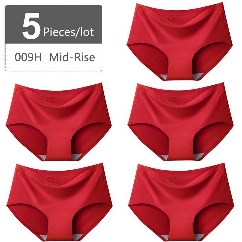 Большой размер M-XXXXL, женские бесшовные трусики из ледяного шелка, эластичные трусы со средней талией, нижнее белье, 5 шт.